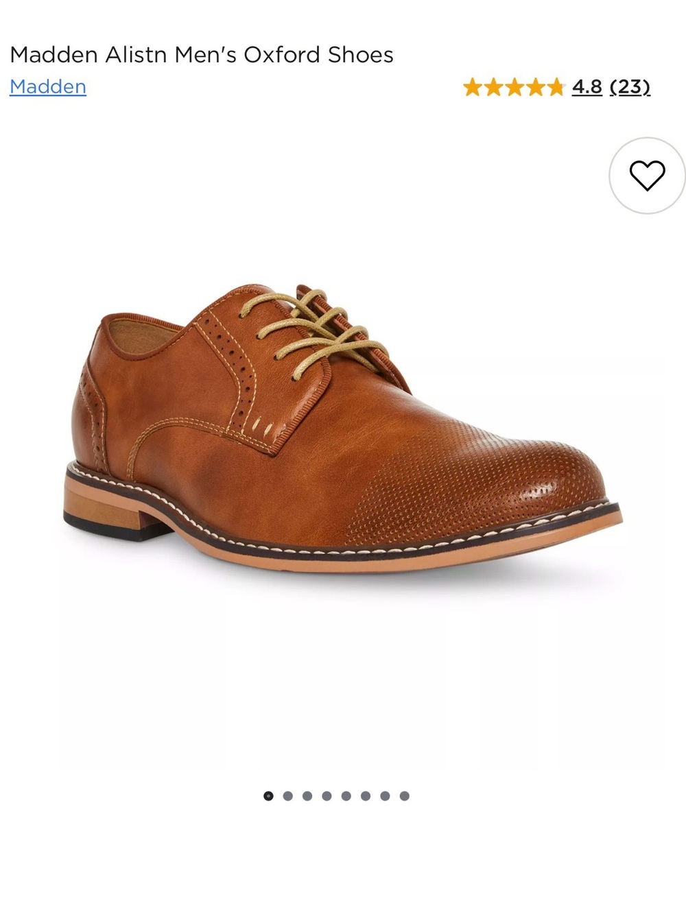 Steven By Steve Madden Men's Cognac Brown Leather Derby Oxfords